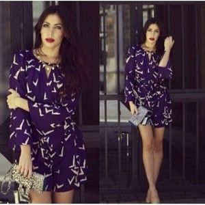 Leifsdottir Romper Scattered Wings Bird Print Pockets Tie Waist Purple 4